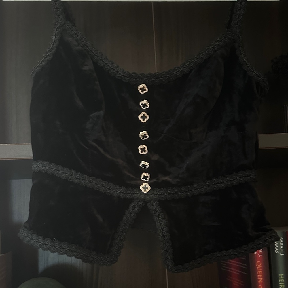 NWT Reformation Minna Black Velvet Tank Top size 4